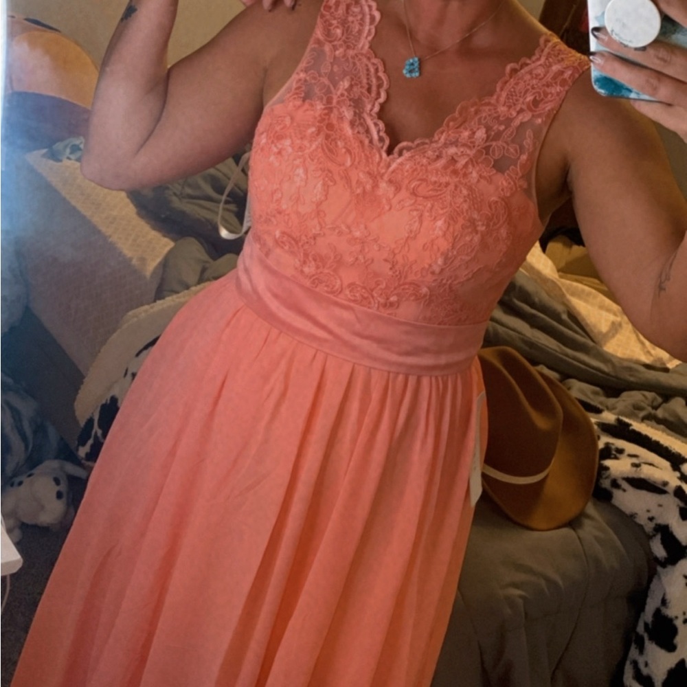 Coral bridesmaid dress (floor length)